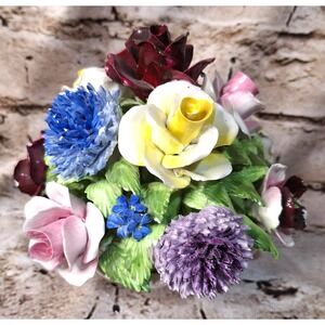 Vintage Capodimonte Floral Arrangement 7" diameter x 6" tall